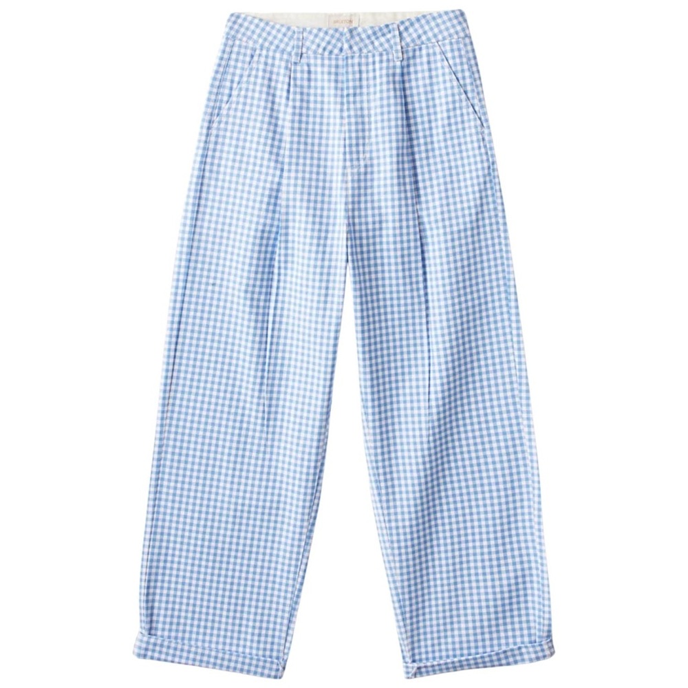 Brixton Victory Pant Gingham High Rise Cotton Blend Trousers